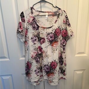 LuLaRoe Pink and Cream Relaxed Blouse